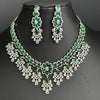 Emerald CZ diamond necklace, American Diamond wedding necklace, Cz jewelry, Indian, Pakistani, Punjabi wedding jewelry, Bridal necklace