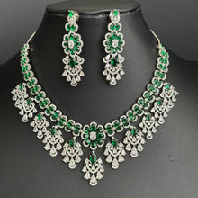 Emerald CZ diamond necklace, American Diamond wedding necklace, Cz jewelry, Indian, Pakistani, Punjabi wedding jewelry, Bridal necklace