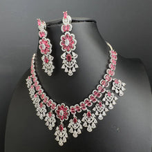 Ruby CZ diamond bridal necklace, American Diamond wedding necklace, Cz jewelry, Indian, Pakistani, Punjabi wedding jewelry