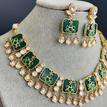 Green Fine Kundan Indian Necklace, Inlay work Wedding necklace, Fine kundan jewelry, Pakistani Jewelry, Indian Jewelry, Bridal Jewelry