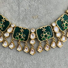 Green Fine Kundan Indian Necklace, Inlay work Wedding necklace, Fine kundan jewelry, Pakistani Jewelry, Indian Jewelry, Bridal Jewelry