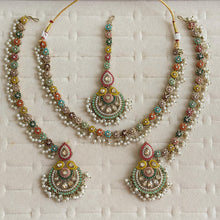 Navratan Delicate Antique Polki Kundan necklace set/Reverse Ad Necklace/Statement necklace/Indian/Punjabi Necklace/Pakistani Jewelry