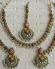 Navratan Delicate Antique Polki Kundan necklace set/Reverse Ad Necklace/Statement necklace/Indian/Punjabi Necklace/Pakistani Jewelry