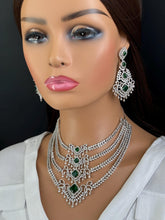 Emerald Cz Diamond necklace, American Diamond Necklace,Indian Pakistani jewelry for wedding, gift for her,bridal jewelry, Wedding collection