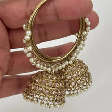 Restocked Antique Polki hoop Jhumka/stone Jhumka/Indian Jewelry/Pakistani Jewelry/Punjabi Jewelry/Statement earrings/Bridal earring/Indian