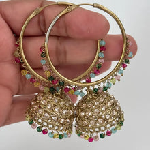 Restocked Antique Polki hoop Jhumka/stone Jhumka/Indian Jewelry/Pakistani Jewelry/Punjabi Jewelry/Statement earrings/Bridal earring/Indian