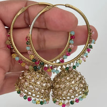 Restocked Antique Polki hoop Jhumka/stone Jhumka/Indian Jewelry/Pakistani Jewelry/Punjabi Jewelry/Statement earrings/Bridal earring/Indian