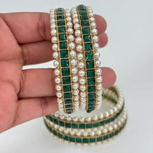 Green set of 4 Polki Stone antique finish Bangles Set mix Sizes Punjabi Pearl bangles Set/Bridal bangles/Antique bangles/Polki Pearl bangles