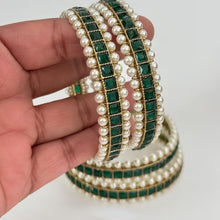 Green set of 4 Polki Stone antique finish Bangles Set mix Sizes Punjabi Pearl bangles Set/Bridal bangles/Antique bangles/Polki Pearl bangles