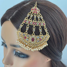 Gold Polki Kundan Pearl Passa, Jhoomer, Side tikka Indian Punjabi Pakistani wedding jewelry, jewelry, Hair accessories