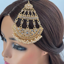 Gold Polki Kundan Pearl Passa, Jhoomer, Side tikka Indian Punjabi Pakistani wedding jewelry, jewelry, Hair accessories