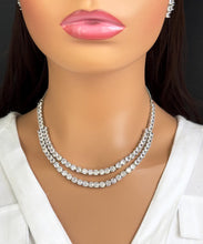SilverTone 2 layered CZ American Diamond Necklace,Silver CZ Stones Necklace/Elegant/Unique Jewelry/Indian/Pakistani/Bollywood/Indian Wedding