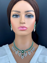 Emerald CZ diamond necklace, American Diamond wedding necklace, Cz jewelry, Indian, Pakistani, Punjabi wedding jewelry, Bridal necklace