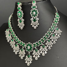 Emerald CZ diamond necklace, American Diamond wedding necklace, Cz jewelry, Indian, Pakistani, Punjabi wedding jewelry, Bridal necklace