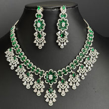 Emerald CZ diamond necklace, American Diamond wedding necklace, Cz jewelry, Indian, Pakistani, Punjabi wedding jewelry, Bridal necklace