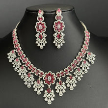 Ruby CZ diamond bridal necklace, American Diamond wedding necklace, Cz jewelry, Indian, Pakistani, Punjabi wedding jewelry
