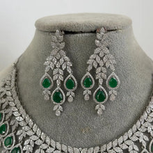 Green CZ diamond necklace,American Diamond wedding necklace, Cz jewelry, Indian, Pakistani, Punjabi wedding jewelry, Bridal necklace