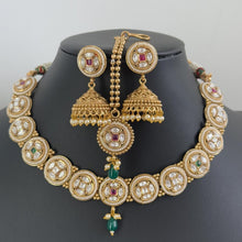 RubyGreen gold Fine Kundan Polki Kundan choker Antique necklace wedding jewelry Indian Jewelry Pakistani Jewelry Wedding necklace Bridal