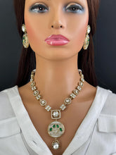 Green Kundan Antique Gold plated Victorian necklace, Indian Pakistani wedding jewelry, bridal jewelry, Kundan necklace, Designer necklace