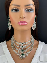 Emerald Cz Diamond necklace, American Diamond Necklace,Indian Pakistani jewelry for wedding, gift for her,bridal jewelry, Wedding collection