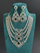 Emerald Cz Diamond necklace, American Diamond Necklace,Indian Pakistani jewelry for wedding, gift for her,bridal jewelry, Wedding collection