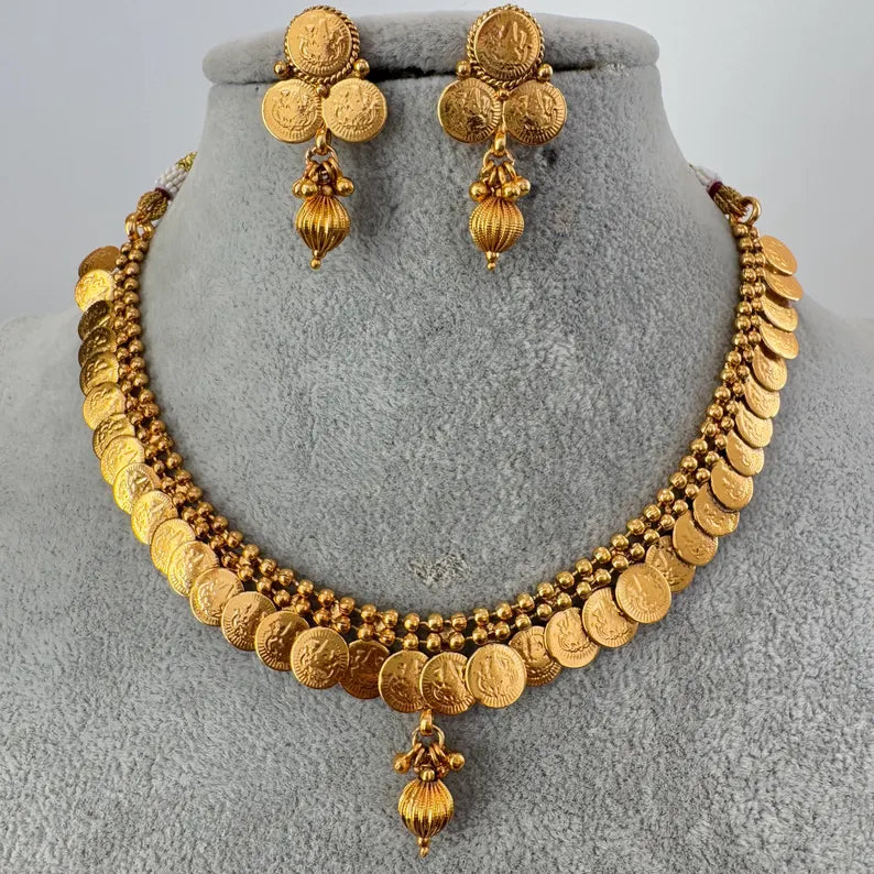 Antique Temple Gold Coin Necklace/South Indian Jewelry/Temple Jewelry/Guttapusalu Necklace/Wedding necklace/Bridal necklace/Indian necklace