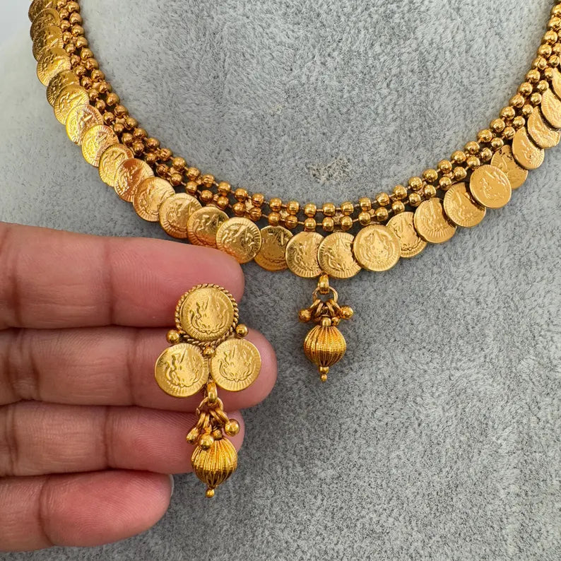 Antique Temple Gold Coin Necklace/South Indian Jewelry/Temple Jewelry/Guttapusalu Necklace/Wedding necklace/Bridal necklace/Indian necklace