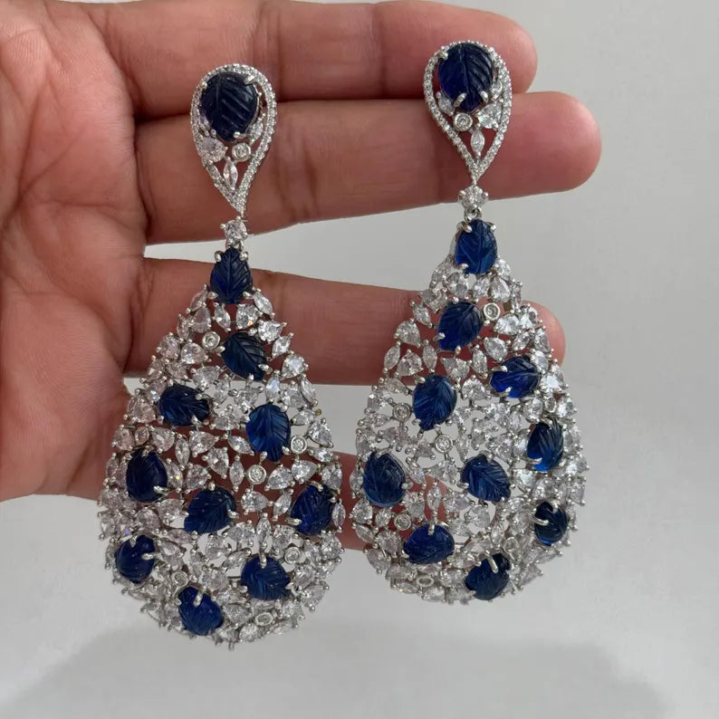 American Diamond earrings/Indian Jewelry/Pakistani Jewelry/Cocktail cz earrings /CZ earrings/AD earrings/Statement earrings/Gift for her