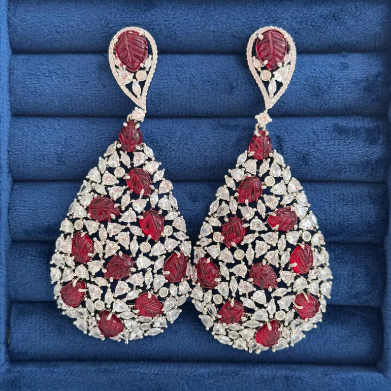 American Diamond earrings/Indian Jewelry/Pakistani Jewelry/Cocktail cz earrings /CZ earrings/AD earrings/Statement earrings/Gift for her