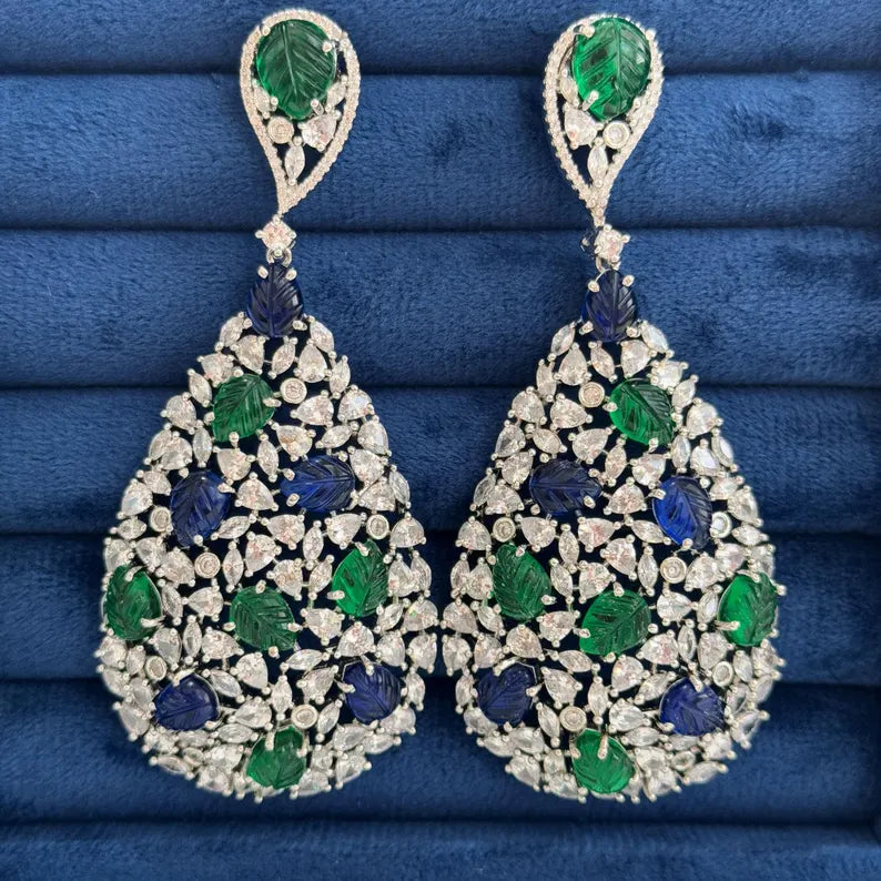 American Diamond earrings/Indian Jewelry/Pakistani Jewelry/Cocktail cz earrings /CZ earrings/AD earrings/Statement earrings/Gift for her