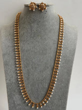 Long gold plated Polki Pearl mala Necklace/Indian Long Necklace/Pakistani Jewelry/Haram Necklace/Indian/Punjabi /Indian Wedding/Rani Haar