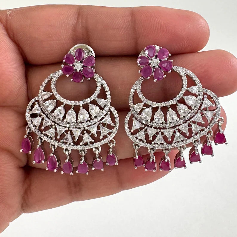 CZ Diamond Indian earrings gift for her