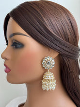 White Gold Pearl Jhumka/Punjabi Jewelry/Bollywood Jewelry/Gold Kundan Jhumkas/TrendyJhumka Earring/Indian Jewelry/Pakistani Jewelry
