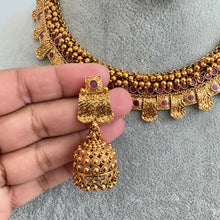 Ruby Gold Necklace South Indian Jewelry Temple Jewelry Guttapusalu Necklace Wedding necklace