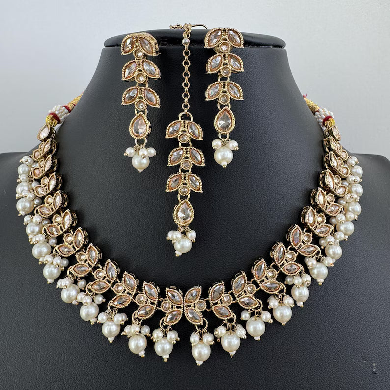 Antique Polki Kundan necklace/Indian jewelry/Punjabi/Pakistani/Wedding necklace/Bridal necklace/Indian necklace