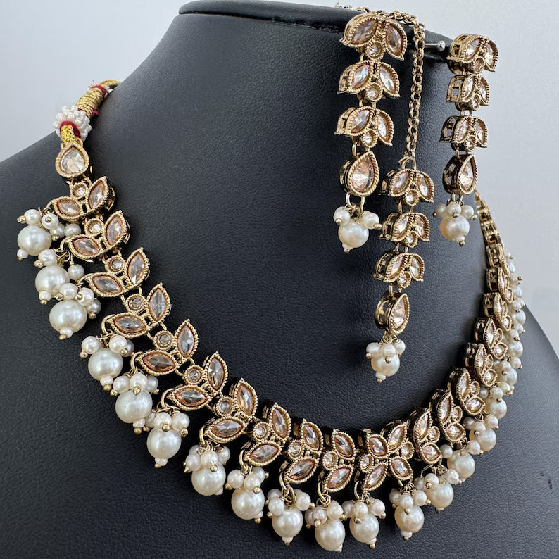 Antique Polki Kundan necklace/Indian jewelry/Punjabi/Pakistani/Wedding necklace/Bridal necklace/Indian necklace