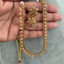 Gold Polki Kundan necklace/South Indian Jewelry/Delicate Necklace/Guttapusalu Necklace/Wedding necklace/Bridal necklace/Indian necklace