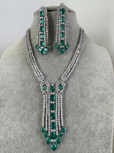 RamaGreen Silver CZ Diamond necklace, American Diamond Necklace,Indian pakistani jewelry for wedding, gift for her, bridal jewelry