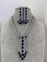 Sapphire Blue Silver CZ Diamond necklace, American Diamond Necklace,Indian pakistani jewelry for wedding, gift for her, bridal jewelry