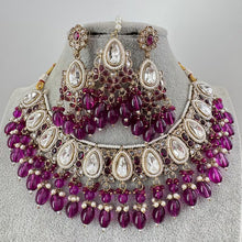 Purple Kundan Necklace Set/ Kundan Choker/ Bollywood Jewelry/ Indian jewelry/ Pakistani necklace/ punjabi /bridal necklace/indian wedding