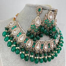 Emerald Green Kundan Necklace Set, Kundan Choker, Bollywood Jewelry, Indian Pakistani jewelry for wedding
