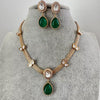 Green Doublet Antique Gold Kundan Necklace, South Indian Jewelry, Fusion Necklace Wedding necklace, Gold Necklace, Victorian uncut kundan