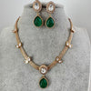 Green Doublet Antique Gold Kundan Necklace, South Indian Jewelry, Fusion Necklace Wedding necklace, Gold Necklace, Victorian uncut kundan