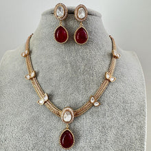 Ruby Doublet Antique Gold Kundan Necklace, South Indian Jewelry, Fusion Necklace Wedding necklace, Gold Necklace, Victorian uncut kundan
