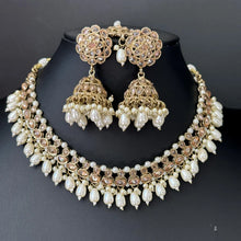 White Antique Polki Kundan necklace set/Reverse Ad Necklace/Statement necklace/Indian/Punjabi Necklace/Pakistani Jewelry/Bridal necklace