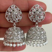 Small Light weight silver Polki Jhumka/stone Jhumka/Indian Jewelry/Pakistani/Punjabi/Indian/Statement earring/Bridal earring/Indian wedding