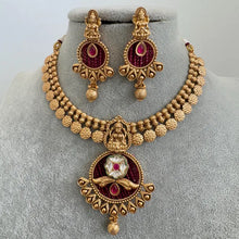 Ruby Gold Necklace Antique Temple Necklace With Gold Plating Guttapusalu Necklace Wedding necklace Bridal necklace Indian Necklace