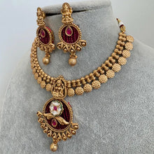 Ruby Gold Necklace Antique Temple Necklace With Gold Plating Guttapusalu Necklace Wedding necklace Bridal necklace Indian Necklace