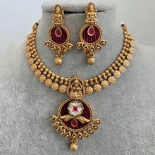Ruby Gold Necklace Antique Temple Necklace With Gold Plating Guttapusalu Necklace Wedding necklace Bridal necklace Indian Necklace