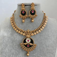 RubyGreen Gold Necklace Antique Temple Necklace With Gold Plating Guttapusalu Necklace Wedding necklace Bridal necklace Indian Necklace